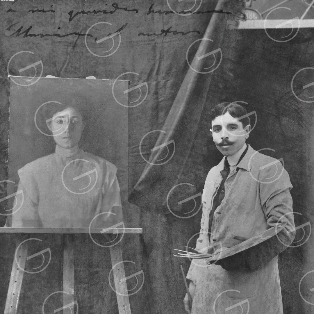 El pintor con su obra Retrato de María, su hermana